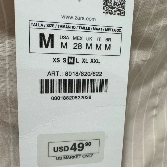 NWT Zara Striped Pleated Strapless Dress - Picture 7 of 7